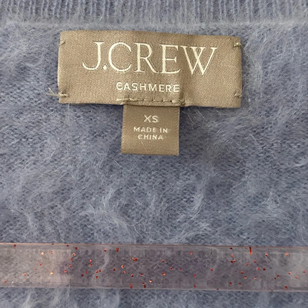 J. Crew CASHMERE Women's Soft V-Neck Eyelash Sweater in Light Blue - Picture 2 of 6